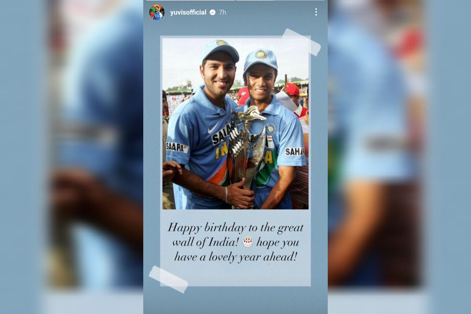 Screenshot of Yuvraj Singh's Instagram story.